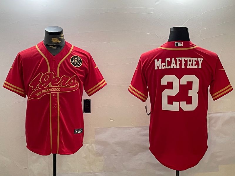 Men San Francisco 49ers #23 Mccaffrey Red Joint Name 2024 Nike Limited NFL Jersey style 12091